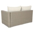 Set mobilier pentru gradina/terasa, Casaboa, coltar + masa, aluminiu/fibre sintetice, natur/crem