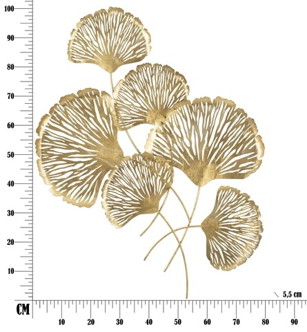 Decoratiune de perete Iris Verticale, Mauro Ferretti, 75x101 cm, fier, auriu