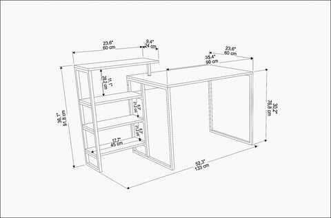 Birou, Retricy, Rino, 133x60x76.8 cm, PAL, Auriu