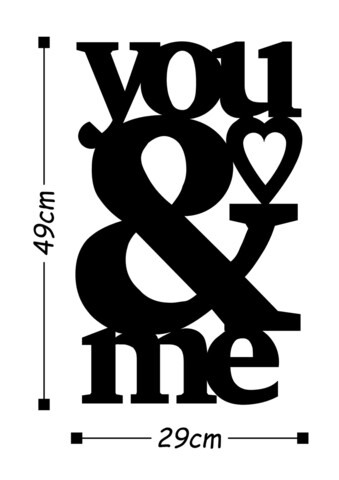 Decoratiune de perete, You & Me, Metal, Dimensiune: 29 x 49 cm, Negru