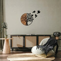 Decoratiune de perete, Tree And Birds, 50% lemn/50% metal, 92 x 3 x 71 cm, Nuc negru