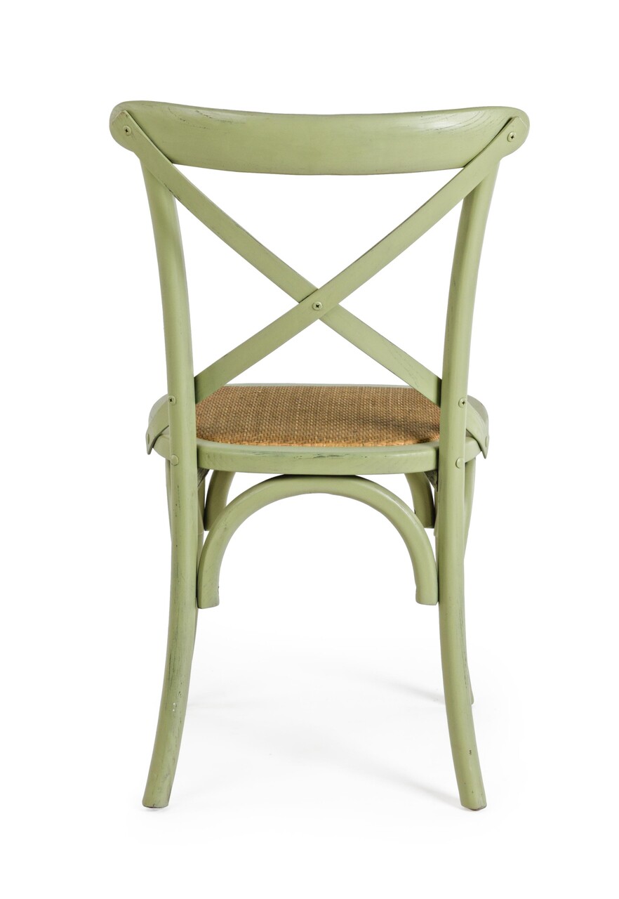 Scaun Cross, Bizzotto, 50.5x52x87 cm, lemn de ulm/ratan, verde - 2 | YEO