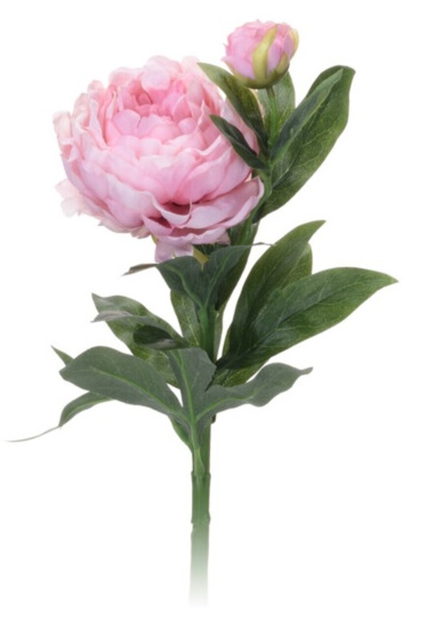 Floare artificiala Peony, 17x17x61 cm, poliester, roz deschis