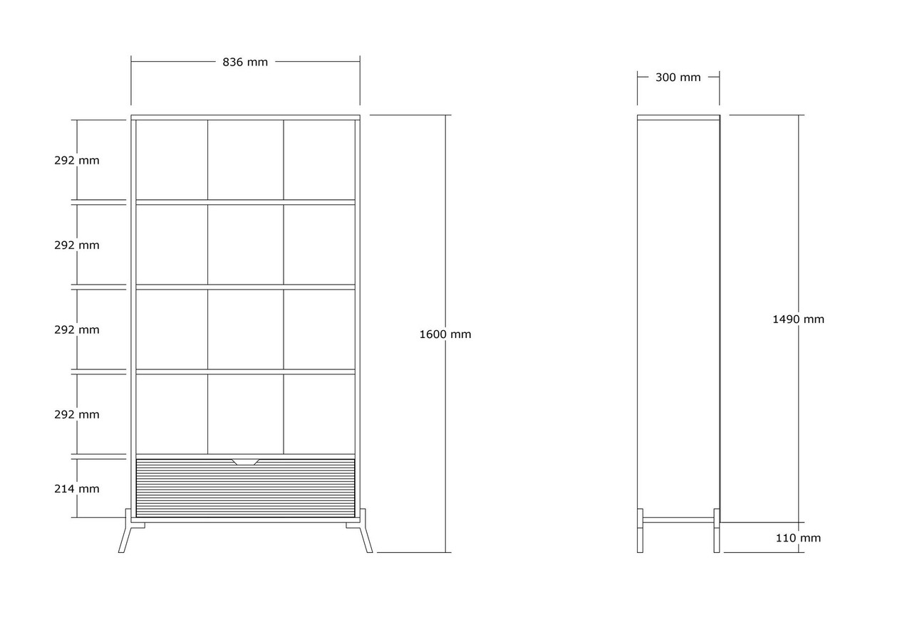 Corp biblioteca, Puqa Design, Numana, PAL, Stejar Safir / Alb