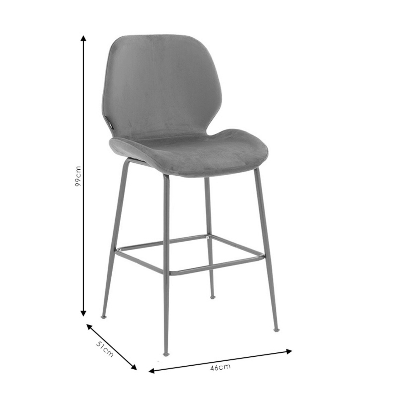 Scaun de bar Impel, Pakoworld, 46x51x99 cm, metal/catifea, auriu/verde inchis