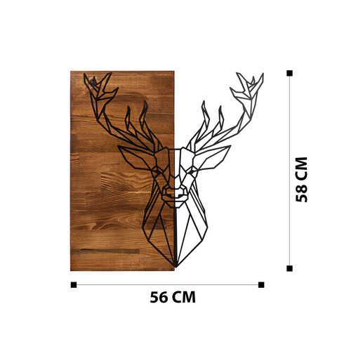 Decoratiune de perete, Deer1, Metal, Dimensiune: 90 x 32 cm, Nuc negru