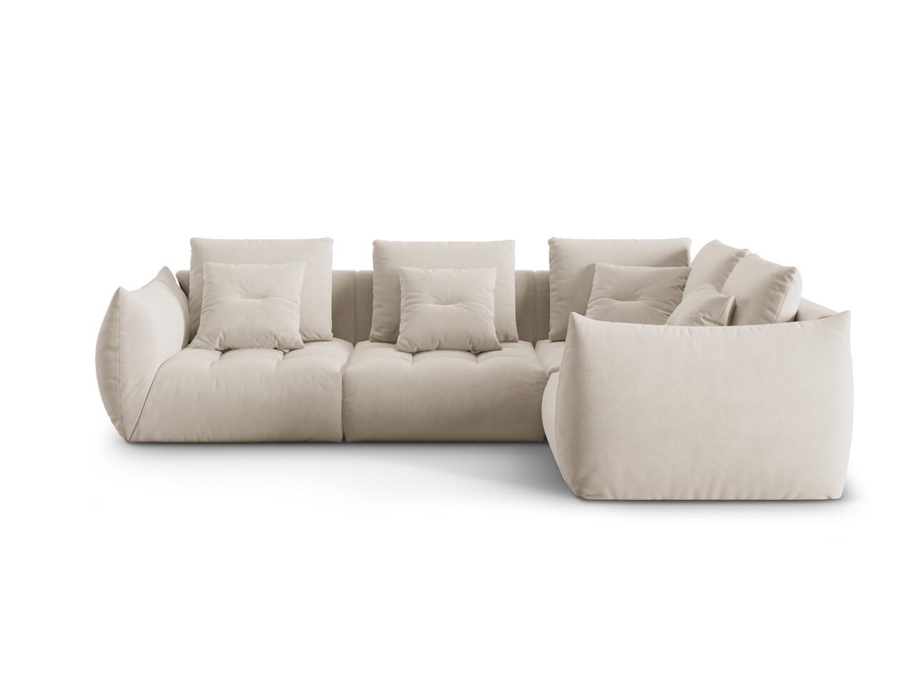 Coltar modular dreapta 3 locuri, Bloom-184, Micadoni Home, 316x216x95 cm, catifea, ecru - 1 | YEO