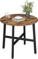 Masa dining Round Vasagle, Alinru, D80 x 75 cm, PAL/otel, maro rustic/negru