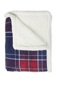 Patura Mistral Coral Sherpa, Tartan, 130x170 cm, 100% poliester, bleumarin/rosu/alb