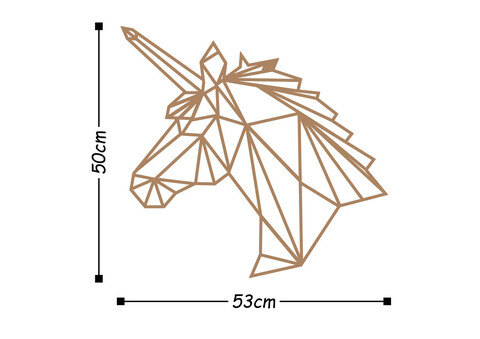 Decoratiune de perete, Unıcorn, Metal, Dimensiune: 53 x 50 cm, Cupru