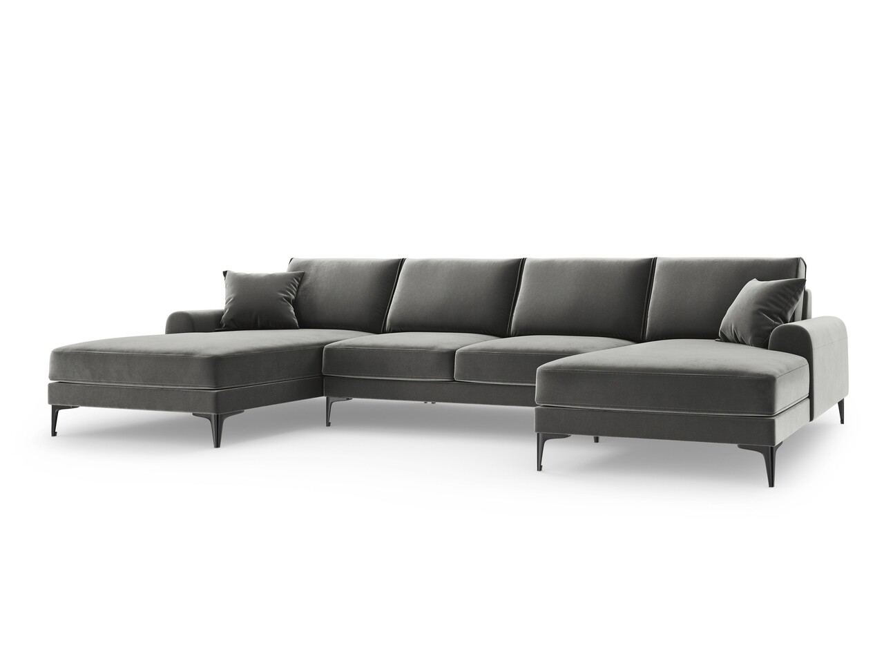 Coltar panoramic, Madara, Mazzini Sofas, 6 locuri, 334x182x90 cm, catifea, gri deschis - 1 | YEO