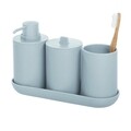 Set de baie 4 piese Cade, iDesign, plastic, gri