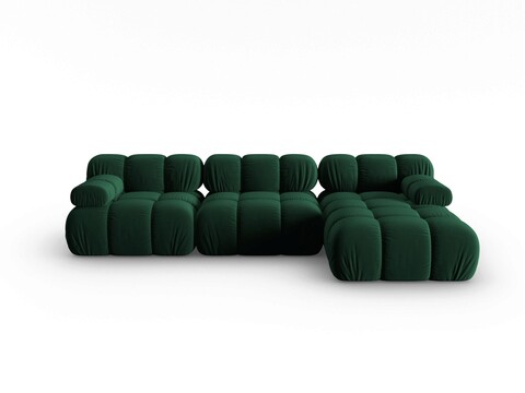 Coltar modular dreapta 4 locuri, Bellis, Micadoni Home, BL, 285x157x63 cm, catifea, verde bottle