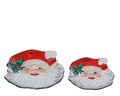 Set 2 platouri Santa, Decoris, 30x23.5x3 cm, sticla, alb/rosu