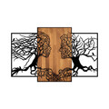 Decoratiune de perete, Tree Love, 50% lemn/50% metal, Dimensiune: 125 x 3 x 79 cm, Nuc negru