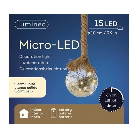 Decoratiune luminoasa Ball w rope, Lumineo, 15 LED-uri, Ø 10 cm