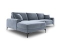 Coltar stanga, Madara, Mazzini Sofas, 5 locuri, 254x182x90 cm, catifea, albastru deschis