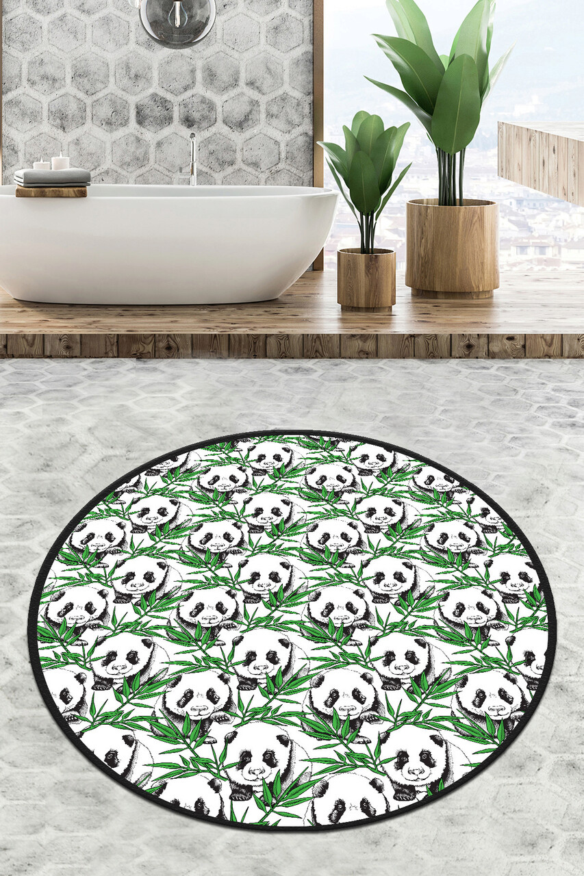 Covoras de baie, Chilai, Green Panda Circle Djt 200, Poliester, Multicolor