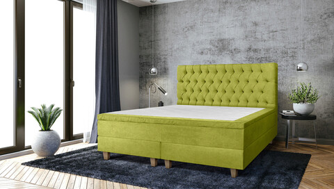 Pat matrimonial, Stockholm, Chester E, 180x200 cm, saltea tip Pocket, topper memory, Verde