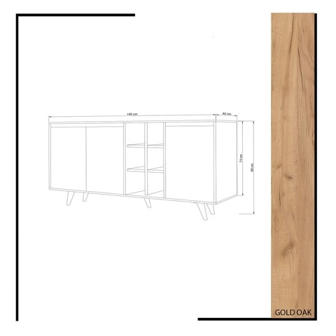 Bufet inferior Prava, Mod Design, 140x40x86 cm, natural/alb