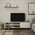 Comoda TV, Decortie, Stockton, 160x44x35.6 cm, Stejar alb