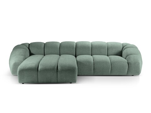 Coltar stanga 4 locuri, Diana-192, Micadoni Home, 334x182x72 cm, catifea structurata, verde menta