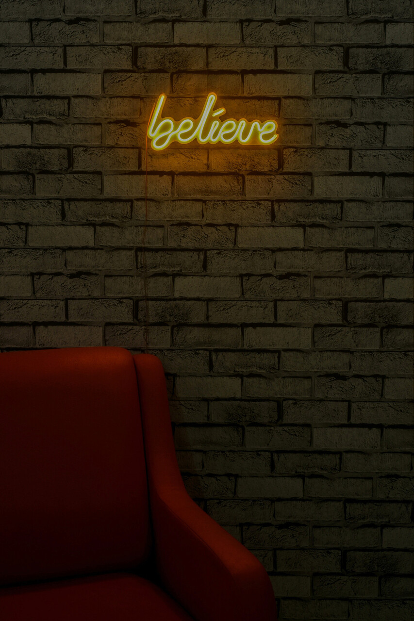 Decoratiune luminoasa LED, Believe, Benzi flexibile de neon, DC 12 V, Galben - 1 | YEO