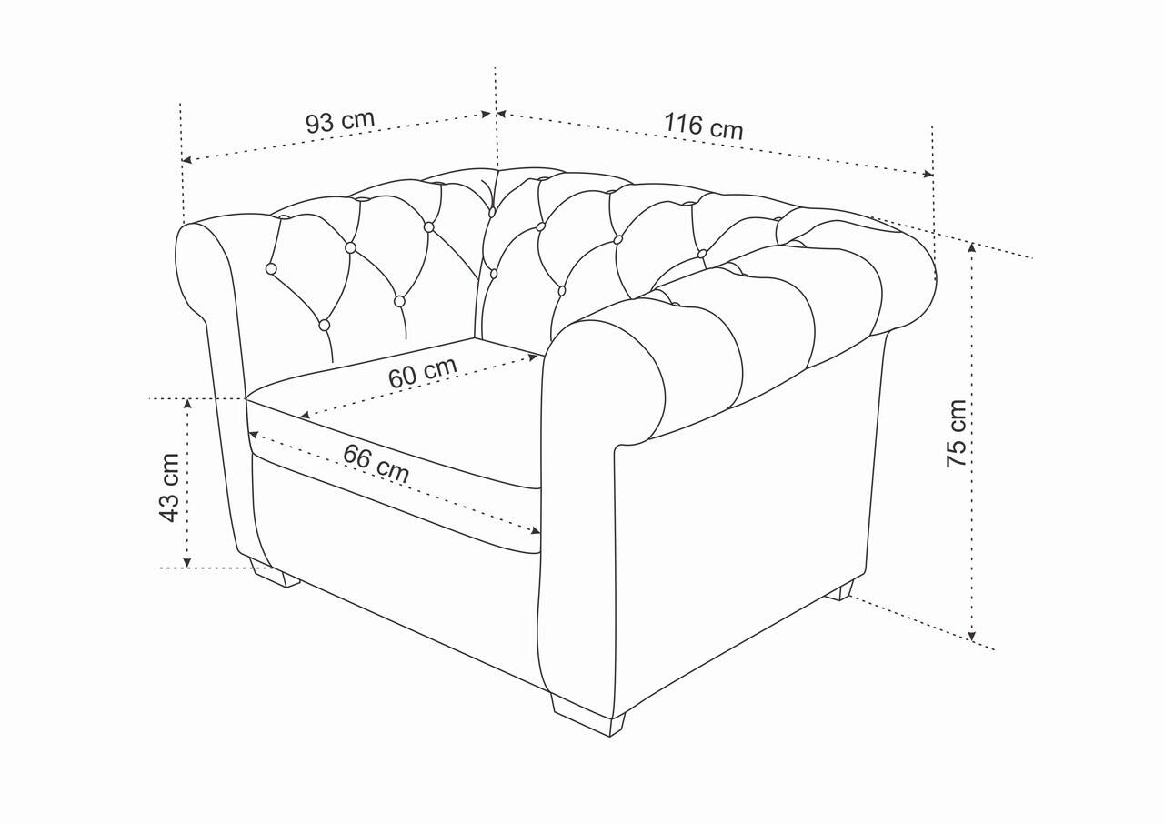 Fotoliu Oxford Chesterfield, 93x116x75 cm, Galben mustar - 2 | YEO