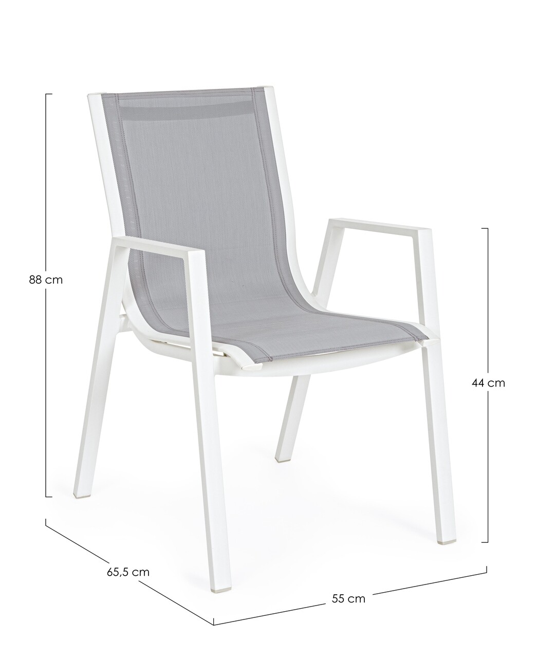 Scaun pentru gradina Pelagius, Bizzotto, 55x65.5x88 cm, aluminiu/textilena, alb