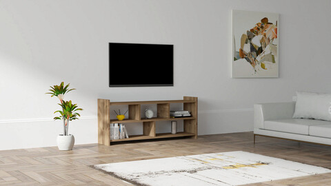 Comoda TV, Puqa Design, Pera, 120x55x28 cm, PAL, Nuc