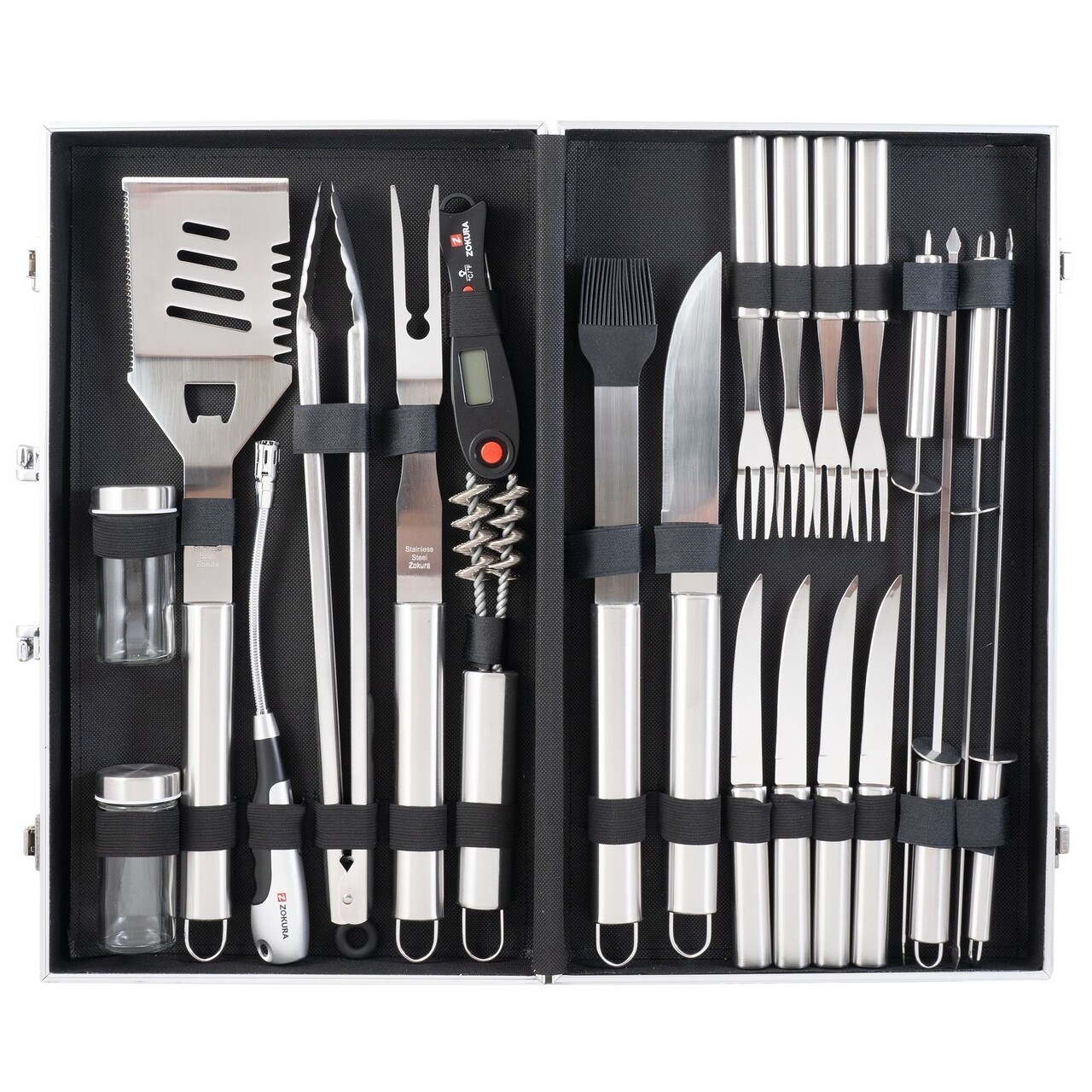 Set 24 Piese Pentru Gratar, Zokura, Inox