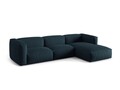 Coltar modular dreapta 3 locuri, Martina-169, Micadoni Home, 332x176x75 cm, tesatura structurata catifelata, albastru jeans