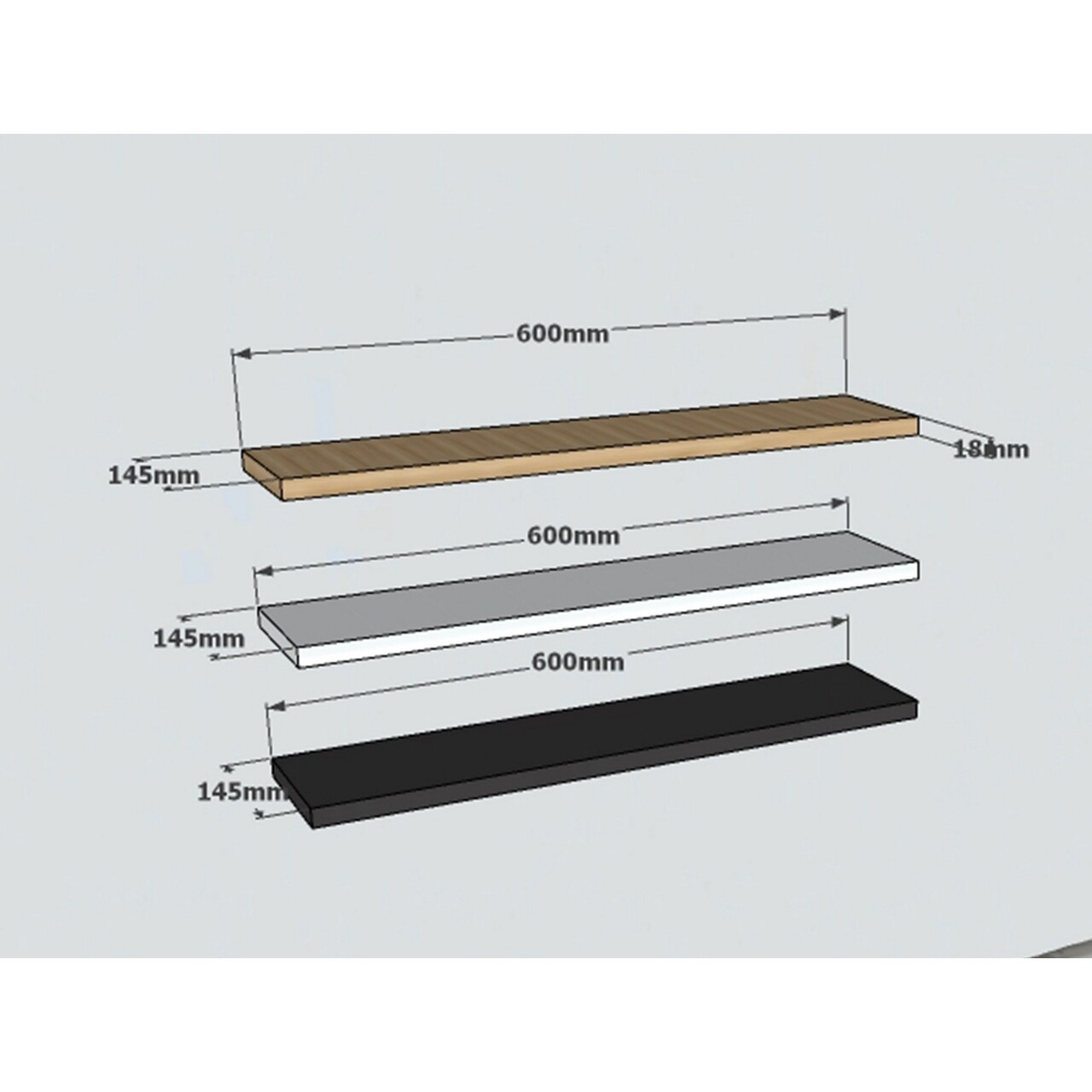 Set 3 rafturi pentru perete Boss, Puqa Design, safir - 2 | YEO