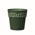 Ghiveci cu farfurie Cloe, 25 cm, plastic, verde inchis/verde opal