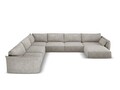 Coltar panoramic stanga 8 locuri, Kaelle, Micadoni Home, BL, 384x284x85 cm, poliester chenille, gri deschis