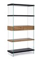 Corp biblioteca Line, Bizzotto, 90 x 39 x 180 cm, MDF melaminat/sticla temperata, negru