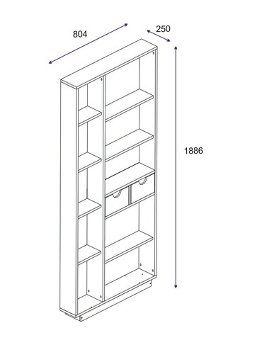 Biblioteca Luma, Ametti, 80.4 x 25 x 188.6 cm, alb/walnut