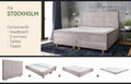 Pat matrimonial, Stockholm, Dots E, 180x200 cm, saltea tip Pocket, topper memory, Taupe