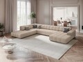 Coltar panoramic stanga 7 locuri, Jennifer-140, Micadoni Home, 364x262x70 cm, tesatura chenille din poliester, bej