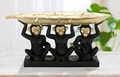 Decoratiune cu platou, Monkey Trio, Mauro Ferretti, 43 x 15.7 x 20 cm, polirasina, negru/auriu