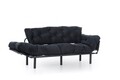 Canapea extensibila Nitta Triple, Futon, 3 locuri, 225x70 cm, metal, negru