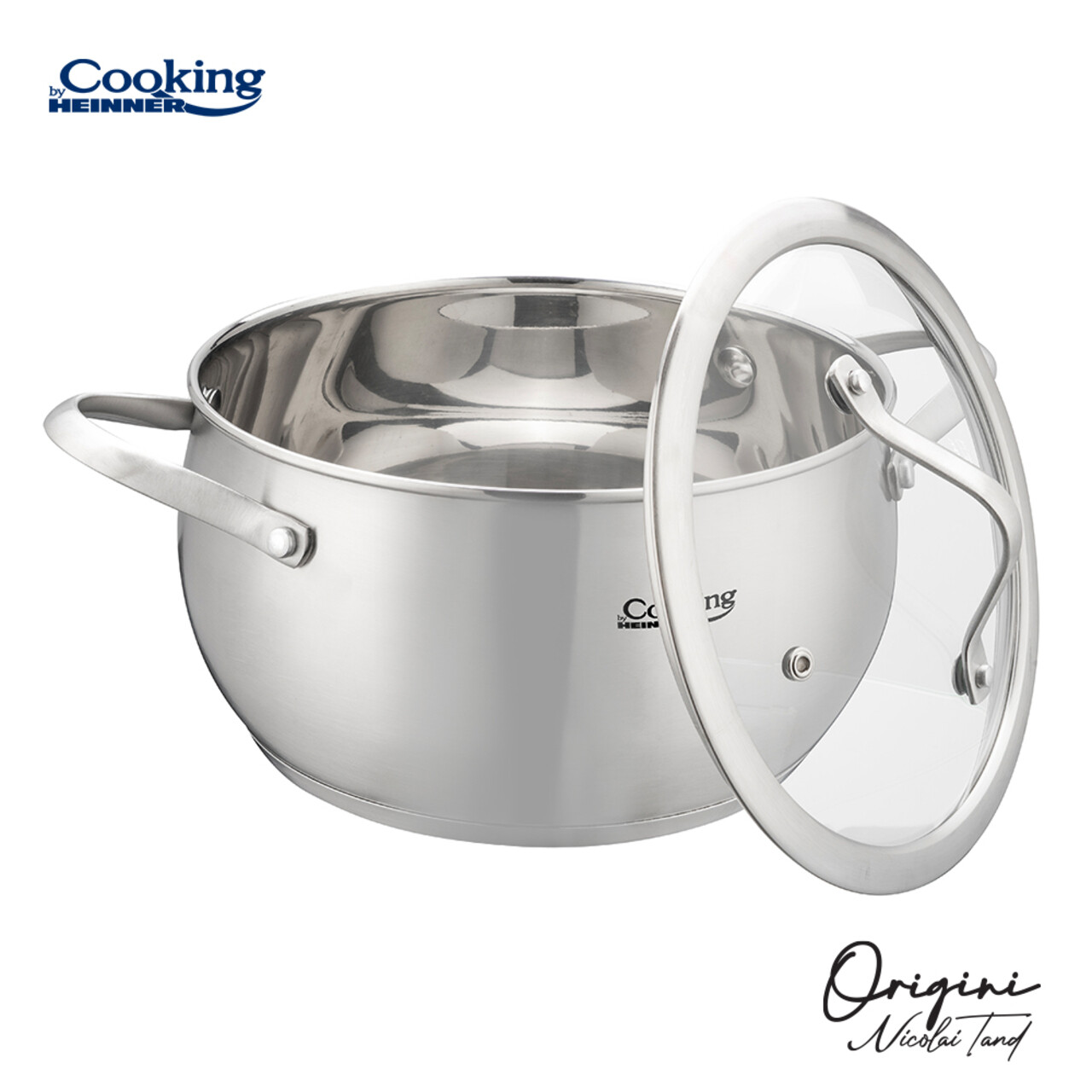 Oala cu capac 3.3 L, ORIGINI by Chef Nicolai Tand, Cooking by Heinner, 20x11 cm, inox/sticla termorezistenta, argintiu - 1 | YEO