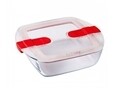 Vas patrat cu capac, Pyrex, Cook&Heat, 1 L, sticla termorezistenta/plastic