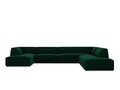 Coltar panoramic dreapta 7 locuri, Ruby, Micadoni Home, BL, 366x273x69 cm, catifea, verde bottle