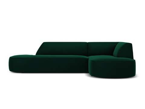 Coltar dreapta 4 locuri, Ruby, Micadoni Home, BL, forma rotunjita, fara cotiera, 273x180x69 cm, catifea, verde bottle