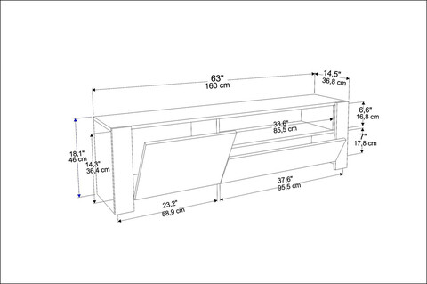 Comoda TV, Retricy, Piedmont, 160x36.8x46 cm, PAL, Alb / Wenge