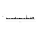 Decoratiune de perete, Antwerp Skyline, Metal, Dimensiune: 120 x 0,15 x 19 cm, Negru