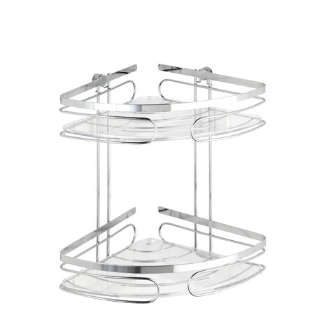 Etajera de colt, Wenko, Premium Rack, 26.5 x 27.5 x 19 cm, inox, gri