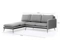 Coltar Reya Corner, Futon, 275x190x90 cm, metal, gri