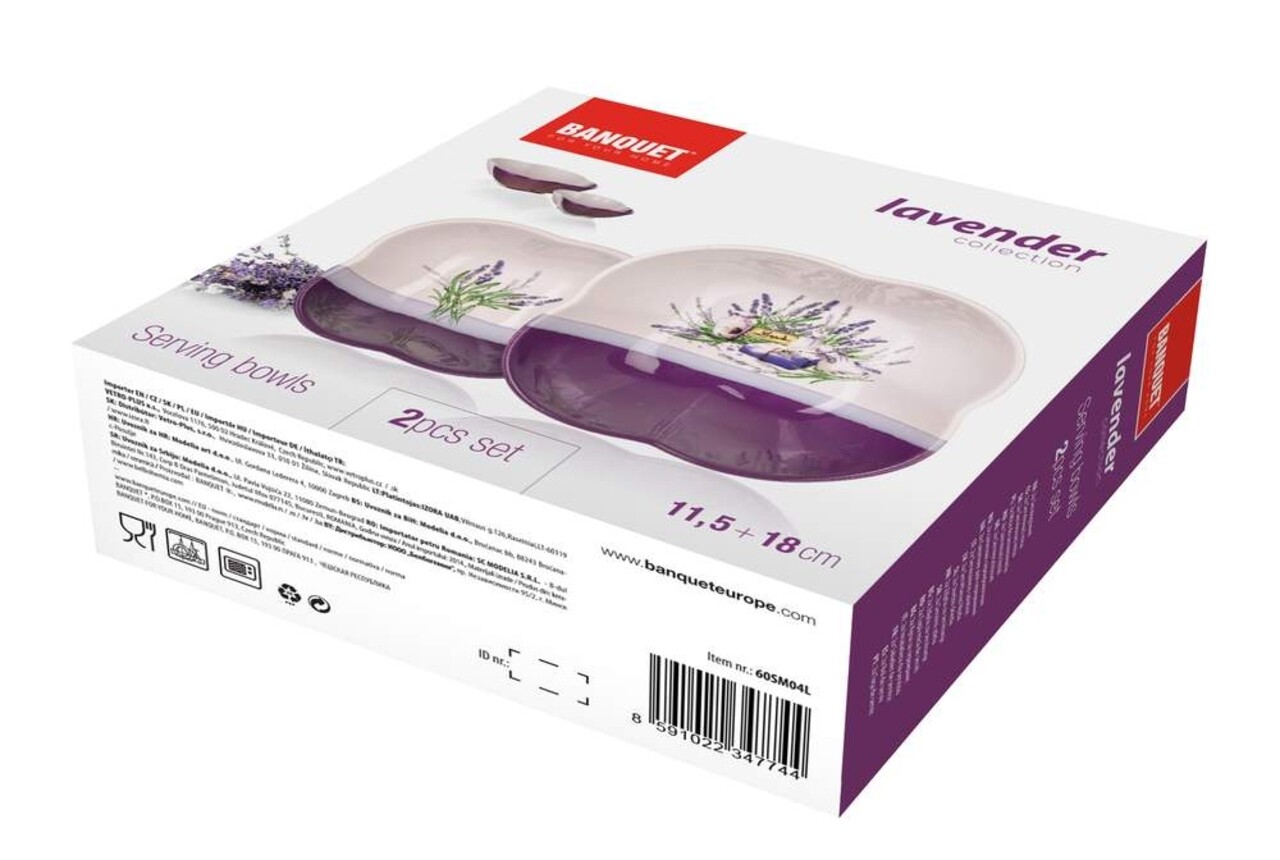 Set 2 Boluri Lavender, Banquet, 11.5 Cm / 18 Cm, Ceramica